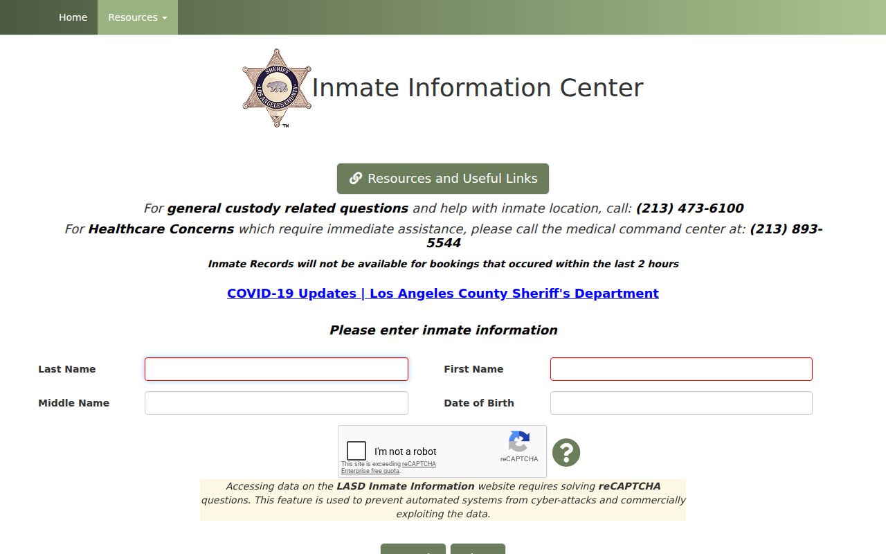 La Verne people search with the Los Angeles County inmate locator