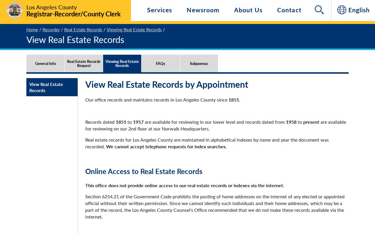 La Verne people search through Los Angeles County real estate record viewing