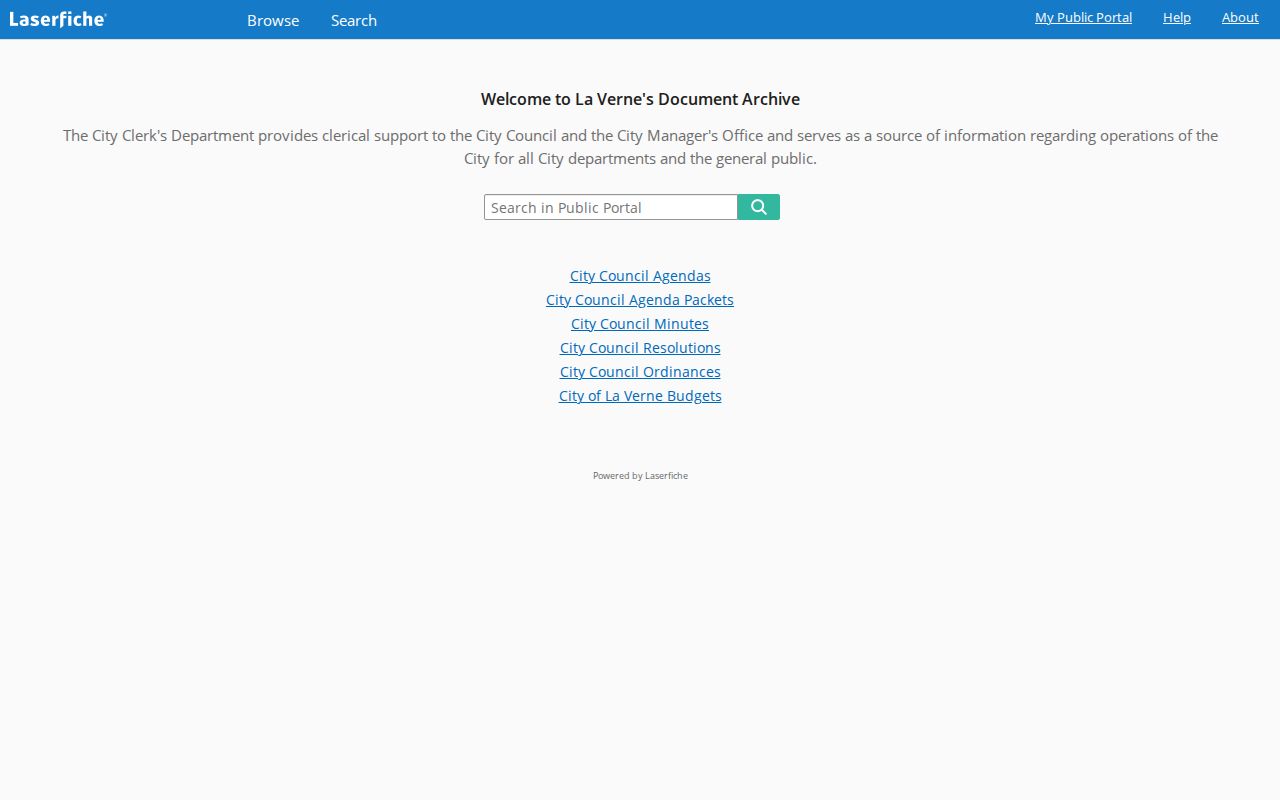La Verne public records Laserfiche portal