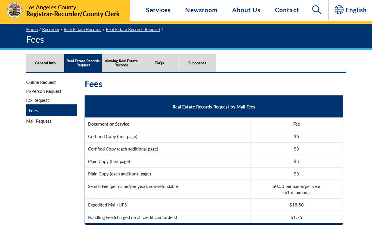 La Verne public records real estate copy fee page